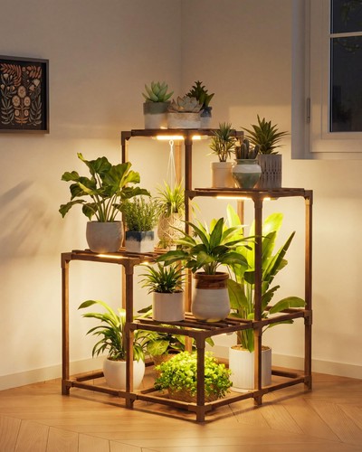 Tier wooden plant stand rack - 4,